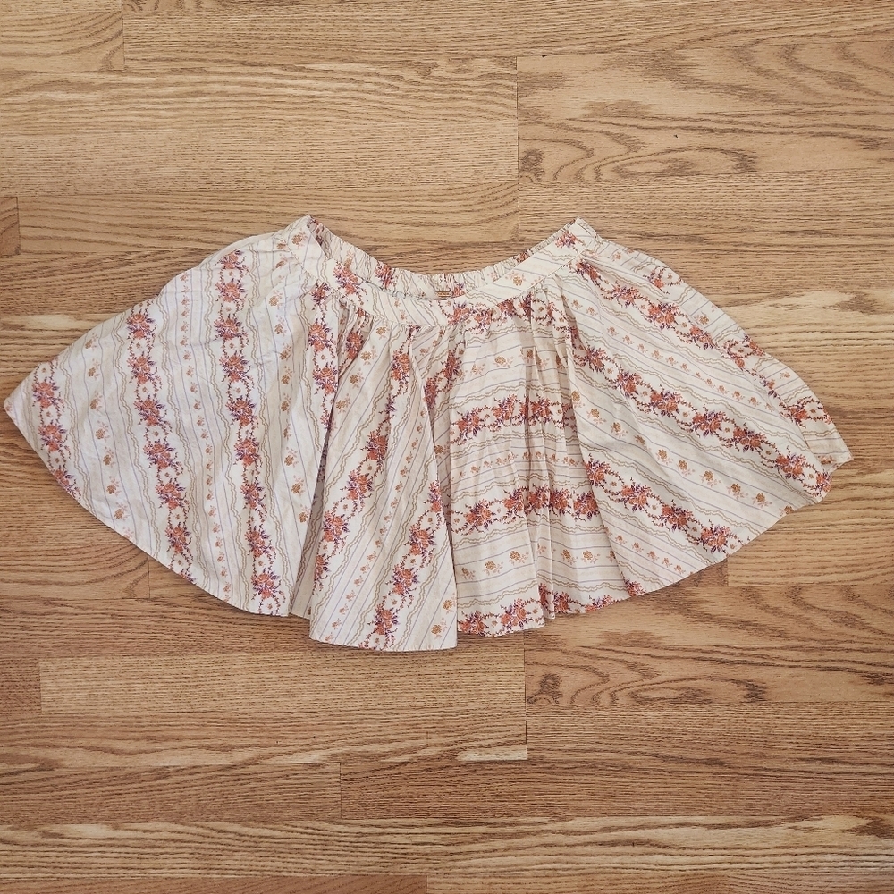 EUC Free People A-Line Floral Patterned Cream Mini Skirt, Size M